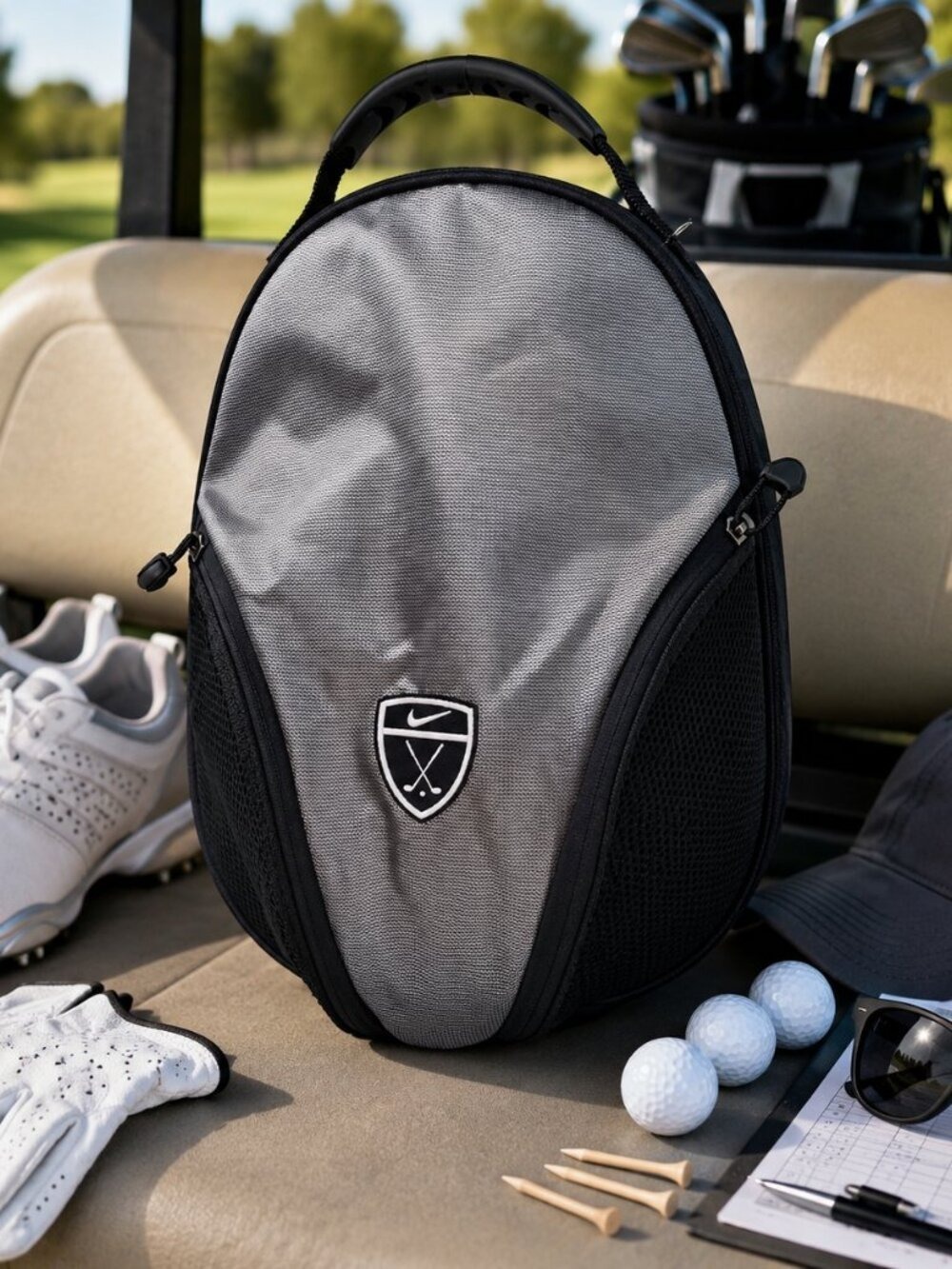 Nike Golf Silver Black Shoe Bag Travel Carry Case Organizer